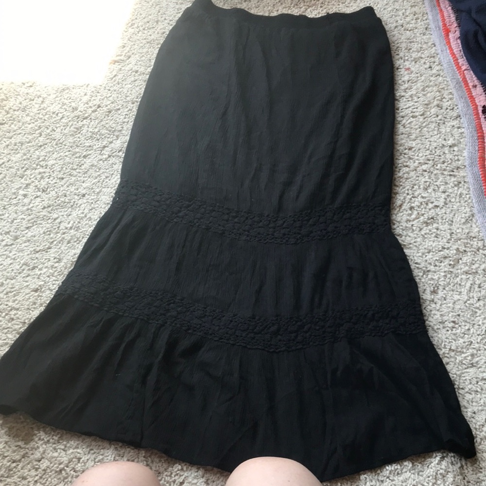 ankle length black skirt with lace